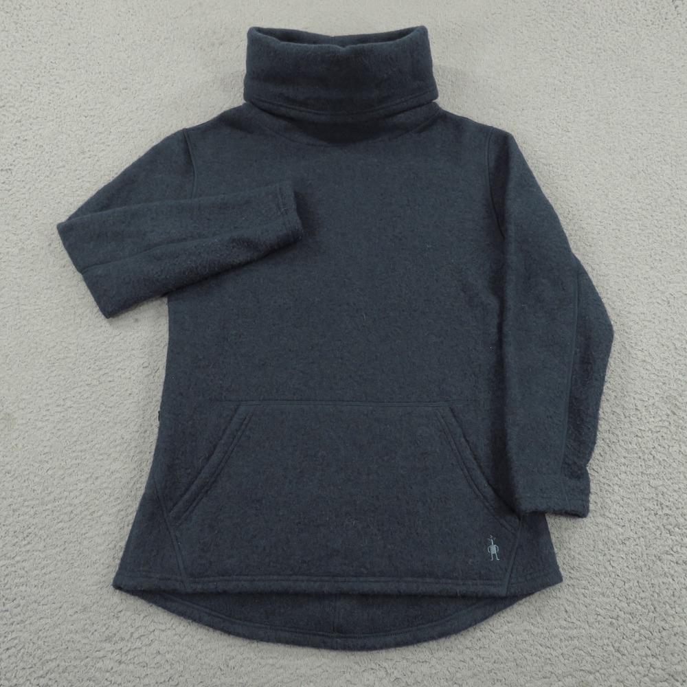 Smartwool Womens Small Sweater Twilight Blue Merino Cowl Neck Pullover Pouch